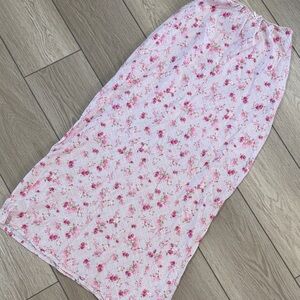 Pink Rose Floral Maxi Skirt Sz S All Over Print Girly Coquette Girl Spring Bow